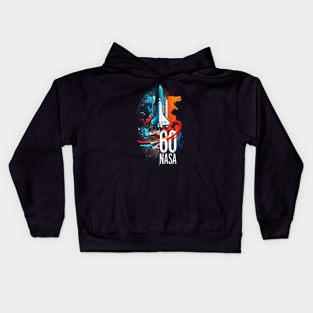 Space Shuttle 60 Years NASA Kids Hoodie by The Fanatic